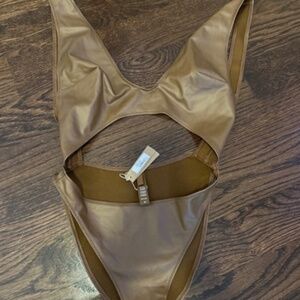 Skims Copper Wet Jersey Cut Out Bodysuit XS NWT